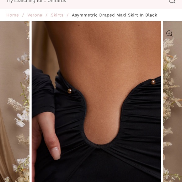 Oh Polly asymmetric draped maxi skirt in black - Picture 2 of 3